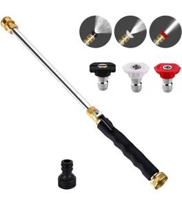 lot 2577 image: Jet Nozzle Power Washer Wand Hose Nozzle, Hydro Jet High Pressure Watering Sprayer Tool with 3 Different Nozzles, Water Hose Nozzle with Quick Connectors for Car, Gutter, Window Washing, Black