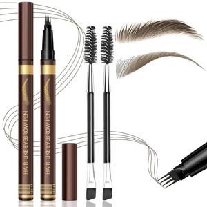 lot 2590 image: 2PCS Microblading Eyebrow Pen with 2 Brushes, Waterproof Four-Tip Eyebrow Pencils for Women, 0.1MM Micro-Fork 4 Tip, Ultra-Precise Eye Brow Pencil for Natural Full Hair-Like Brows (Medium Brown)