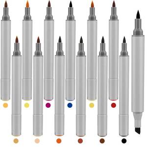 lot 2604 image: Teling 12 Packs Dual Tips Leather Dye Marker Pens Shoe Marker Leather Touch up Pen for Repair Scratches Shoe Surface, 12 Colors