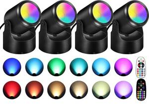 lot 2617 image: URTOM 6W RGBW Up Lights Indoor Christmas Spotlight Indoor LED Color Changing Uplighting Indoor with Remote 120V Spot Lights Indoor Plug in Floor Spotlight Indoor for Plant Picture Party, 4 Pack