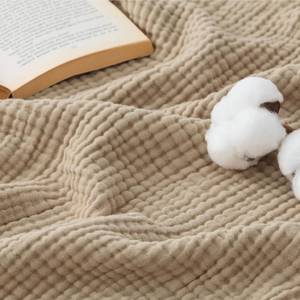 lot 2660 image: Bedsure 100% Cotton Muslin Throw Blanket Twin XL for Bed - 4-Layer Breathable and Lightweight Thin Gauze Muslin Blankets for Adults, Soft Summer Blanket for College Dorm, Light Brown, 66x90 Inches