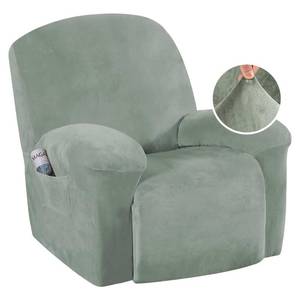 lot 2668 image: H.VERSAILTEX Recliner Chair Cover Velvet 1-Piece for Large Recliner, Soft Thick Luxury Furniture Protector with Elastic Bottom, Anti-Slip Foams Attached (Sea Grass, Large)