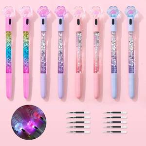 lot 2671 image: 8 Pcs Cute Pens Kawaii Pens Fun Pen, 0.5mm Cat Paw Shiny Luminous Ballpoint Pen, Korean Japanese Stationery School Supplies for Teen Girls Women, Black Writing