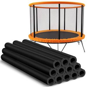 lot 2674 image: 12Pcs Trampoline Pole Covers, 1.1 inch Diameter Rubber Trampoline Pole Sleeves Replacement, 35.4 Length Black Waterproof Materials Protective Tube for Outdoor Accessories Safety Protection