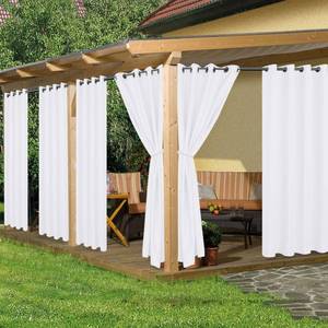 lot 2677 image: HolidayIdeas Outdoor Curtains for Patio Waterproof, 6 Panels - 54x84 Inches - Weatherproof Privacy Outsides Curtains for Cabana Porch Pergola, Sunlight & UV Blocking (White, Grommet Top)