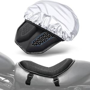 lot 2694 image: Benlari Motorcycle Seat Cushion with Sunshade Cover, Motorcycle Gel Seat Pad Large 3D-Honeycomb Structure TPE Shock Absorption and Breathable for Long Rides