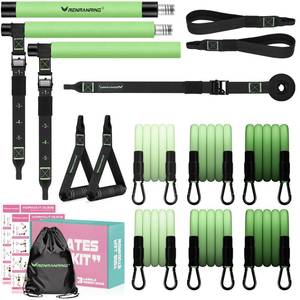 lot 2695 image: Pilates Bar Kit with Resistance Bands, Multifunctional Pilates Bar for Women & Men with Heavy-Duty Metal Adjustment Buckle, Pilates Home Equipment for Full BodyWorkouts