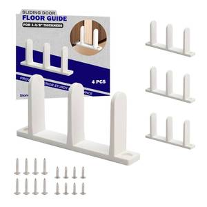 lot 2702 image: Sliding Closet Door Floor Guide, ABS Sliding Closet Door Hardware for 1-38 Thick Door, White Closet Door Guides for Cabinet Floor with Screws, 4 Packs