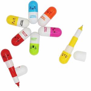 lot 2703 image: SWTOOL 40pcs Vitamin Pill Ballpoint Pen Cute Cartoon Retractable Ball Pen Smiling Face Ball Pen (Random Color)