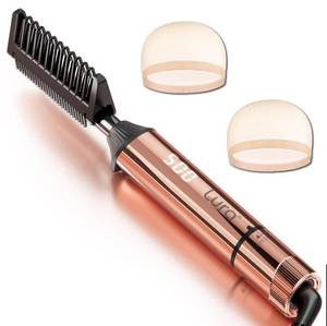 lot 2718 image: LURA Nano Titanium Hot Comb for Wigs,250-500°F Electric Hot Combs for Black Women Hair,Pressing Combs for Black Hair,Professional Straightening Comb(Rose Gold)