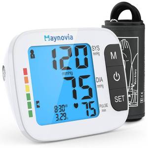 lot 2719 image: Maynovia Blood Pressure Monitor for Home Use, Large Upper Arm Blood Pressure Cuff with Backlight & Talking (Voice Broadcast), Automatic Digital BP Machine for Seniors, Heart Rate Monitor & Storage Bag