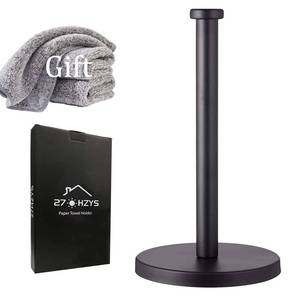 lot 2722 image: Black Standing Paper Towel Holder for Kitchen& Bathroom Countertop,Under Counter, Table Or BBQ, Standard or Jumbo-Sized Roll Paper (with Stainless Steel Base)