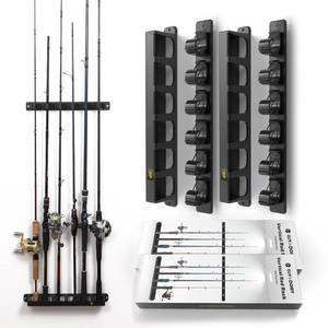 lot 2738 image: OJYDOIIIY Wall Mount Fishing Rod Holders,Vertical Fishing Pole Storage Rack for Garage 2 Packs
