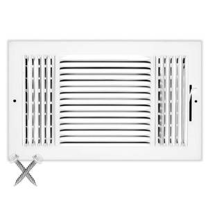 lot 2745 image: HVAC Premium 14w X 8h 3-Way AIR Supply Grille - Vent Cover & Diffuser - Flat Stamped Face - White Outer Dimensions 15.75w X 9.75h