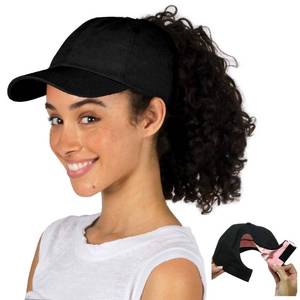 lot 2765 image: Ponyflo Satin-Lined Ponytail Cap Patented - Designed for Women with Curly Hair Ponytail Hats for Women Curly Hair Baseball Cap Satin-Lined Ponytail Cap - Womens Baseball Cap - Black