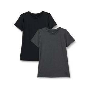 lot 2777 image: Amazon Essentials Womens Active Quick Dry Tech Stretch Short-Sleeve Crewneck T-Shirt, Pack of 2, BlackHeather Graphite, X-Large