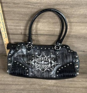 lot 144 image: Harley Davidson Black Leather Studded Handbag