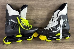 lot 163 image: Tour Youth Inline Roller Blades with Yellow Wheels-Size 7