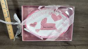 lot 167 image: Welcome Baby Girl Ceramic Plaque with Marker
