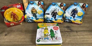 lot 175 image: DC Comics Aquaman Action Figures and Flash Figure with Crayola Music Box Set