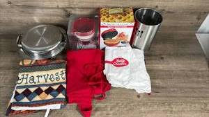lot 236 image: Kitchen Cookware and Appliance Bundle with  3 aprons