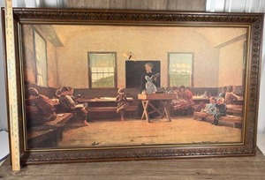 lot 247 image: Colonial Schoolhouse Scene Framed Print