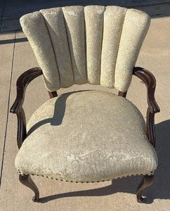 lot 254 image: Traditional Upholstered Armchair with Wooden Frame