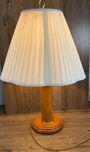 lot 258 image: Wood Table Lamp with Pleated Fabric Shade