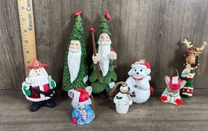 lot 266 image: Christmas Holiday Ornament Set with Santa, Snowman, and Reindeer Figures
