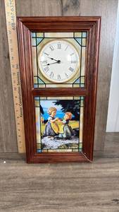 lot 278 image: Stained Glass Wall Clock with Roman Numerals