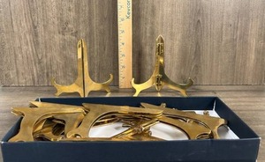 lot 297 image: Brass Folding Easel Stand Set with Storage Box