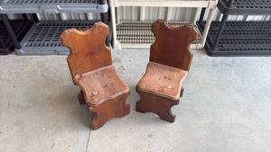 lot 323 image: Pair of Traditional Wooden Monastery Chairs