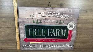 lot 369 image: Welcome to the Tree Farm Wooden Wall Sign