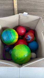 lot 372 image: Mixed Rubber Ball Collection in Storage Box