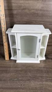 lot 384 image: Small White Wooden Display Cabinet with Glass Door