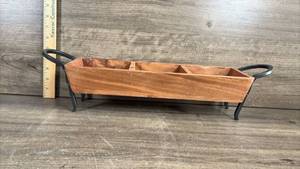 lot 385 image: Wooden Caddy with Metal Handles