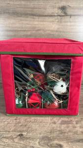 lot 387 image: Christmas Decoration Storage Box with Holiday Ornaments Set