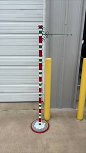 lot 392 image: Christmas North Pole Sign Post with Striped Pole and Decorative Bracket
