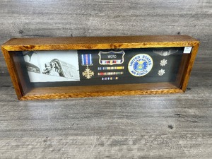 lot 279 image: US Air Force Shadow Box for Military Display with Medals and Ribbons