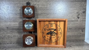 lot 306 image: Ezra Brooks Whiskey Clock and Weather Station Set