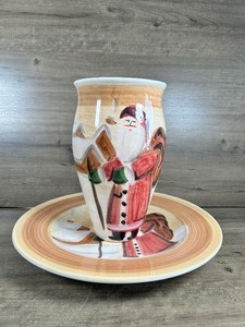 lot 272 image: Hand Painted Santa Claus Ceramic vase and Platter