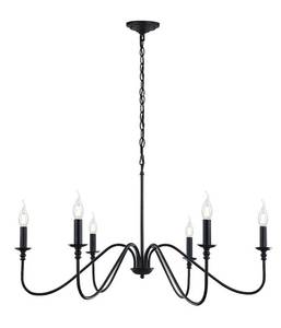 lot 4051 image: Black Chandelier,6-Light Rustic Industrial Iron Chandeliers for Dining Room