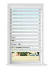 lot 4052 image: Lumino - 2 Cordless Smooth Slat Faux Wood Window Blinds for Home - 34 W x 60 L - White, Faux Wood Blinds for Indoor Windows, Room Darkening Blinds with Contemporary Valance