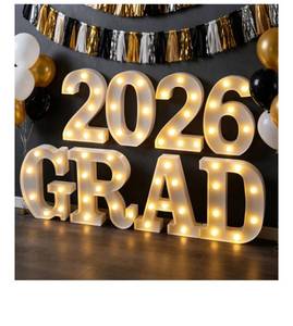 lot 4065 image: 2026 Graduation Decorations 8 LED Marquee Light-Up Letters,Grad 2026