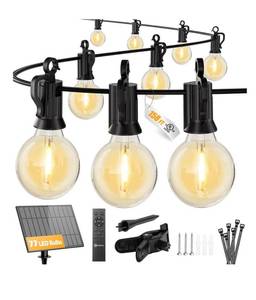 lot 4068 image: Brightown 158FT 77LED Solar String Lights Outdoor with Remote & USB Port,