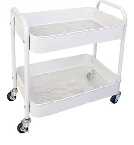 lot 4070 image: 2 Tier Metal Rolling Cart with Wheels for Under Desk Storage & Pantry Storage