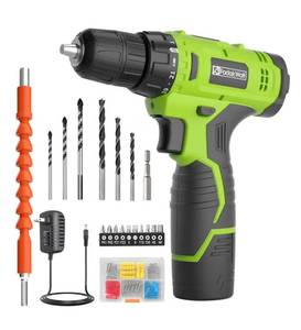 lot 4073 image: FADAKWALT Cordless Drill Set,12V Power Drill Set with Battery and Charger, Electric DriverDrill Bits, 38 Keyless Chuck,211 Torque Setting, 180 inch-lbs, with LED Electric Drill Set (Green)