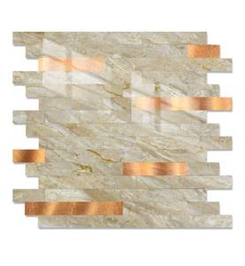 lot 4082 image: Yipscazo 20 Sheets Peel and Stick Stone Metal Tile Backsplash, Stick on Tiles for Backsplash Kitchen