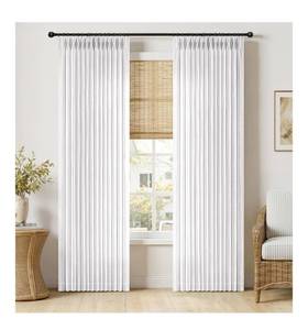 lot 4094 image: MIULEE Pinch Pleated White Thick Linen Curtains 90 Inches Long 2 Panels, Linen Texture Memory Trained Drapes for Living Room Bedroom, Pinch Pleat Back Tab Light Filtering Farmhouse Window Curtains