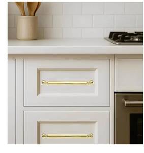 lot 4120 image: 6-Pack Polished Brass Heavy-Duty Solid Cabinet Pulls, 6 Inch (152mm) Hole Center,Polished Gold Drawer Pulls, Cabinet Hardware,